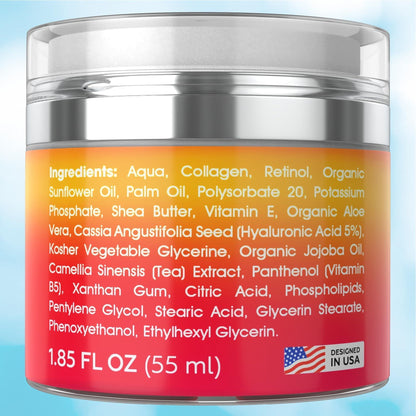 Collagen Retinol Moisturizer Face cream with Hyaluronic Acid 1.8 Oz