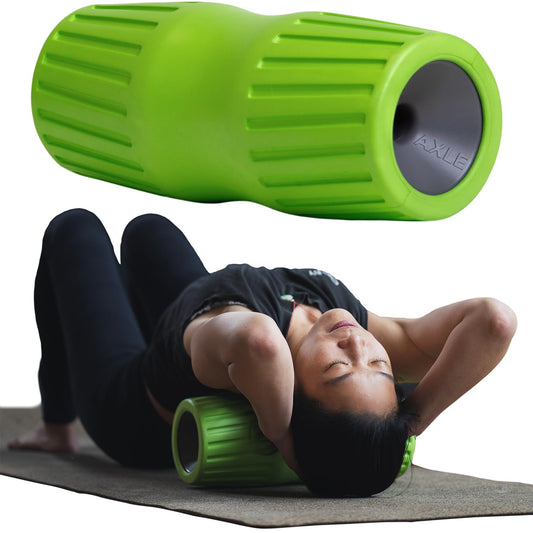 RAD Axle Exercise Foam Roller - Extra Firm High Density Foam Roller for Back Pain & Stretching Hips Legs Shoulder - Deep Tissue Massage Roller - Muscle Foam Roller for Myofascial Release Mobility
