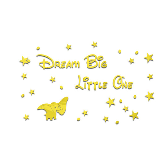 3D Acrylic Dumbo Mirror Wall Stickers for Kids' Rooms